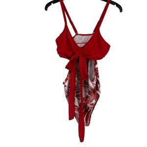 Shein bathing suit Medium one piece Hawaiian print red white swimsuit
